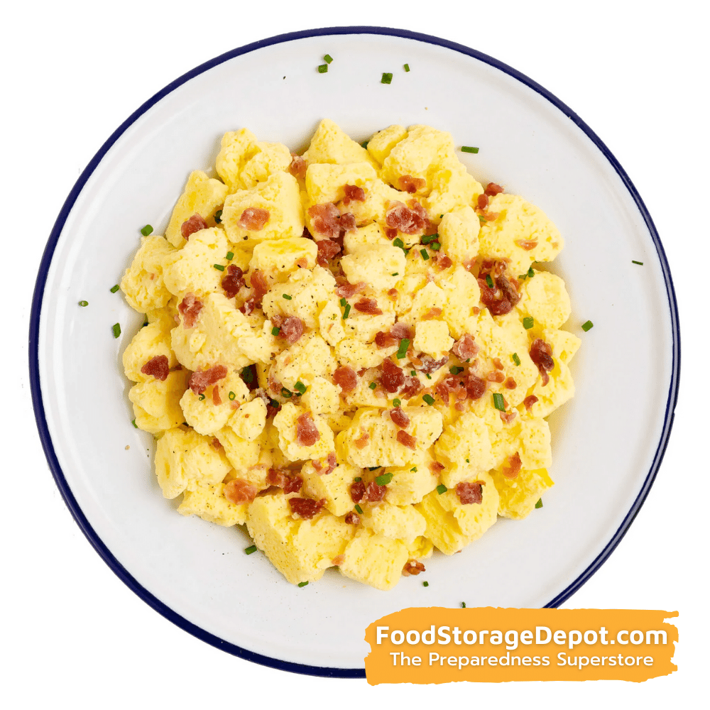 Freeze-Dried Scrambled Eggs with Bacon Can - Mountain House (GF) Glute – FoodStorageDepot