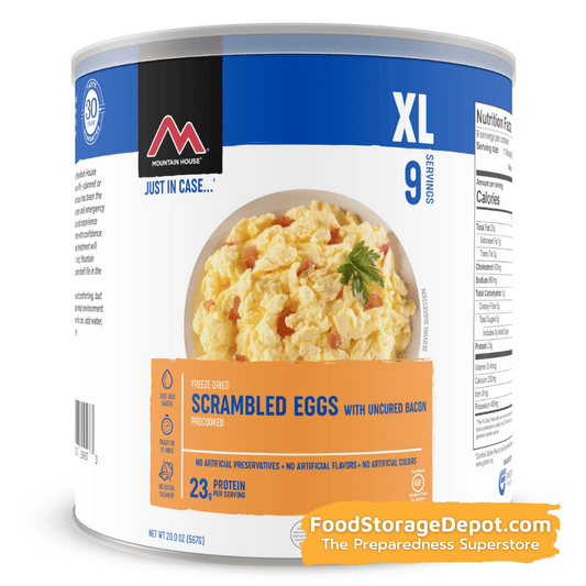 Freeze-Dried Scrambled Eggs with Bacon Can - Mountain House (GF) Gluten Free