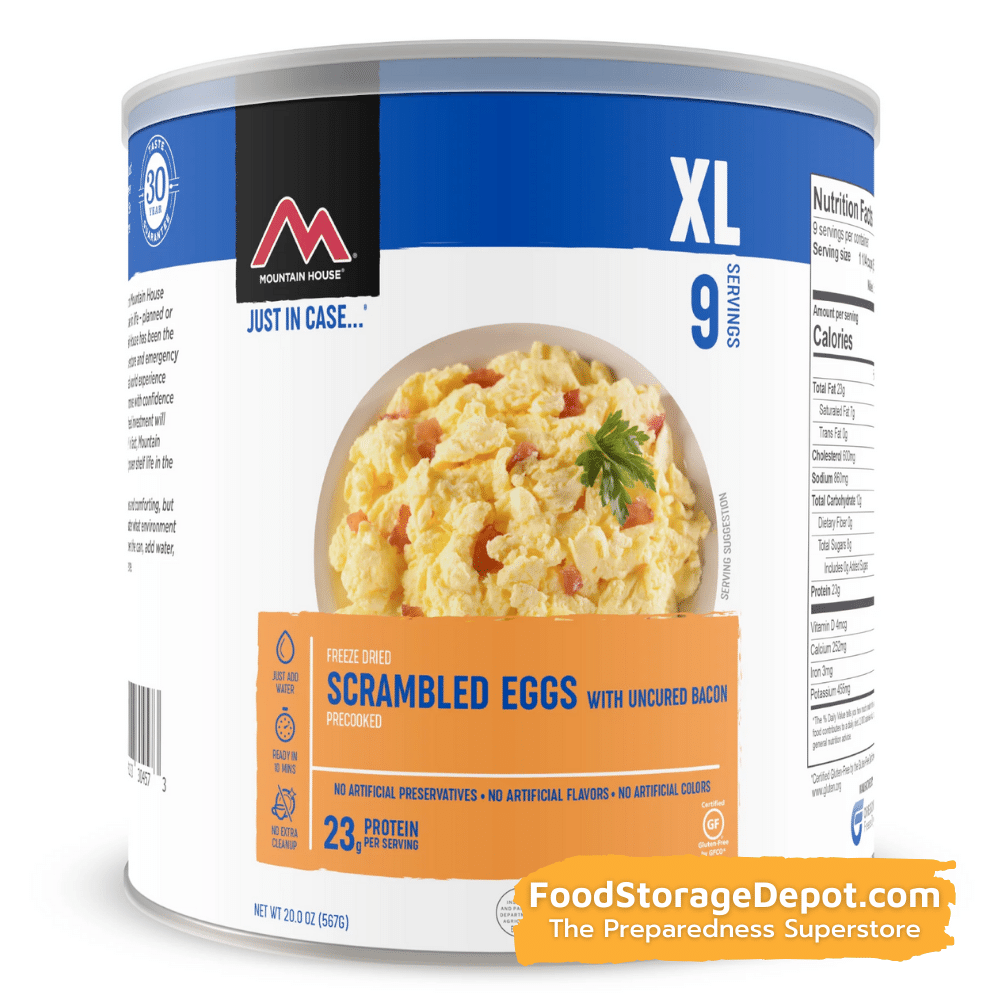 FreezeDried Scrambled Eggs with Bacon Can Mountain House (GF) Glute