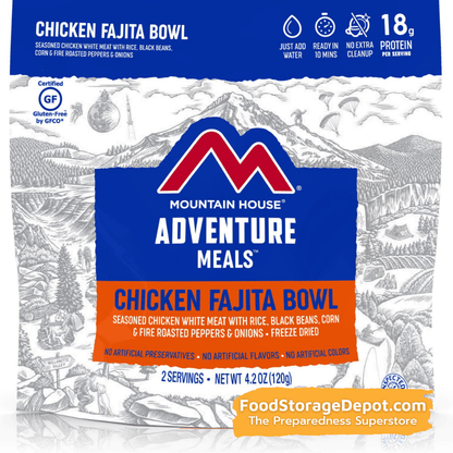 Freeze-Dried Chicken Fajita Bowl Pouch - Mountain House (GF) Gluten Free