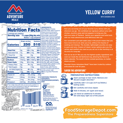 Freeze-Dried Yellow Curry with Chicken & Rice Pouch - Mountain House (GF) Gluten Free
