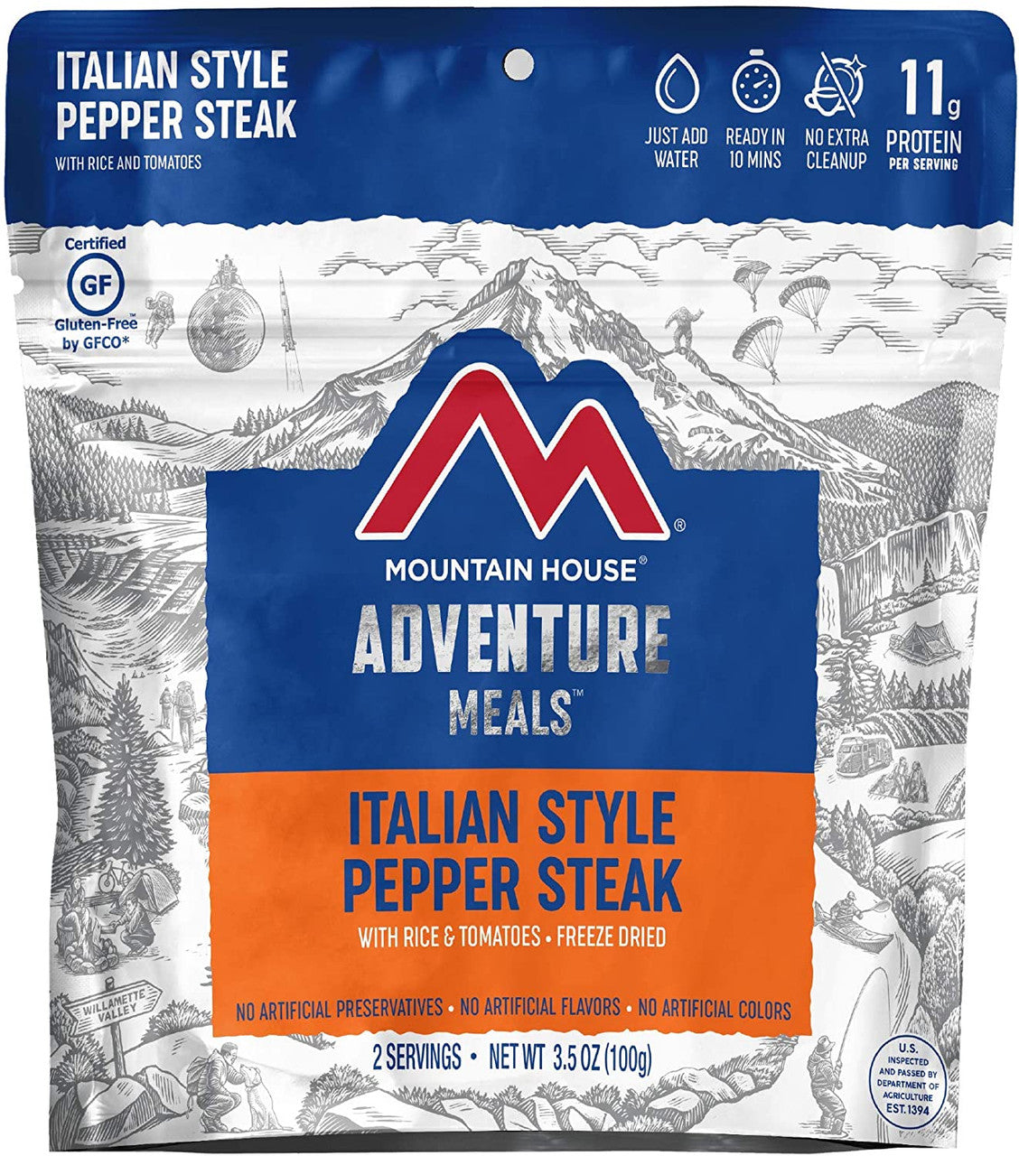 Freeze-Dried Italian Style Pepper Steak with Rice and Tomatoes Pouch - Mountain House (GF) Gluten Free