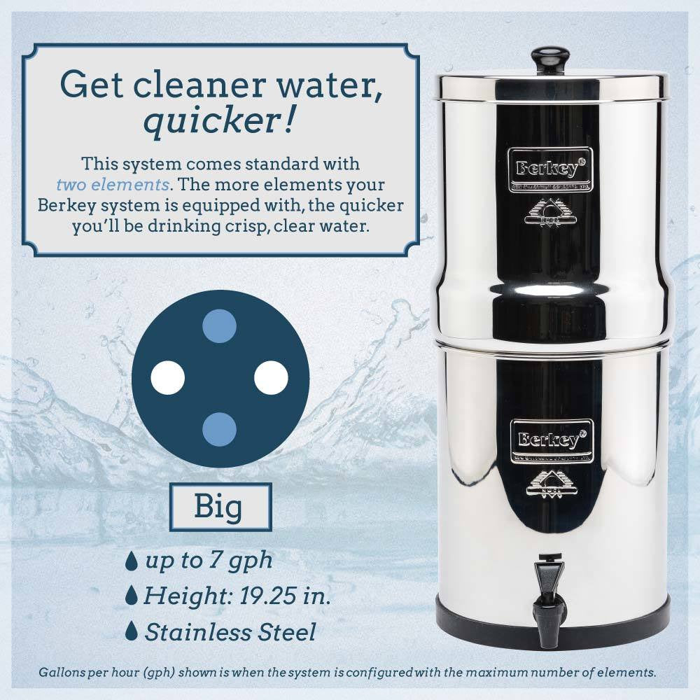 Big Berkey Gravity Water Filter (2.25 Gallon Capacity)